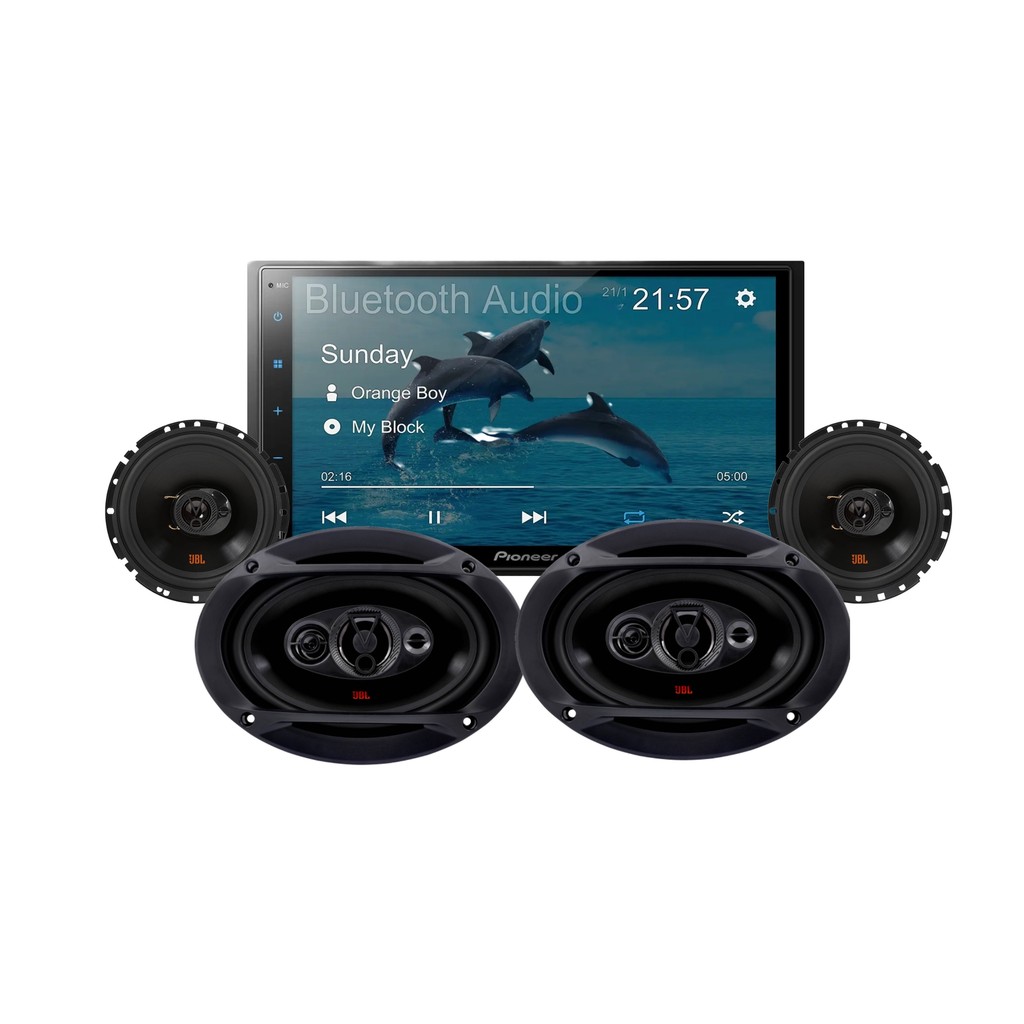 Central Multimidia Pioneer 7" DMH 145 Golfinho + 2 Pares Alto Falante Jbl Flex 6x9 Polegadas e 6 Polegadas