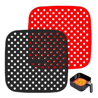 2 Und Tapete Forro Forma Quadrado Silicone Air Fryer Fritadeira Anti-Aderente Cor Preto Vermelho em Oferta na Shopee