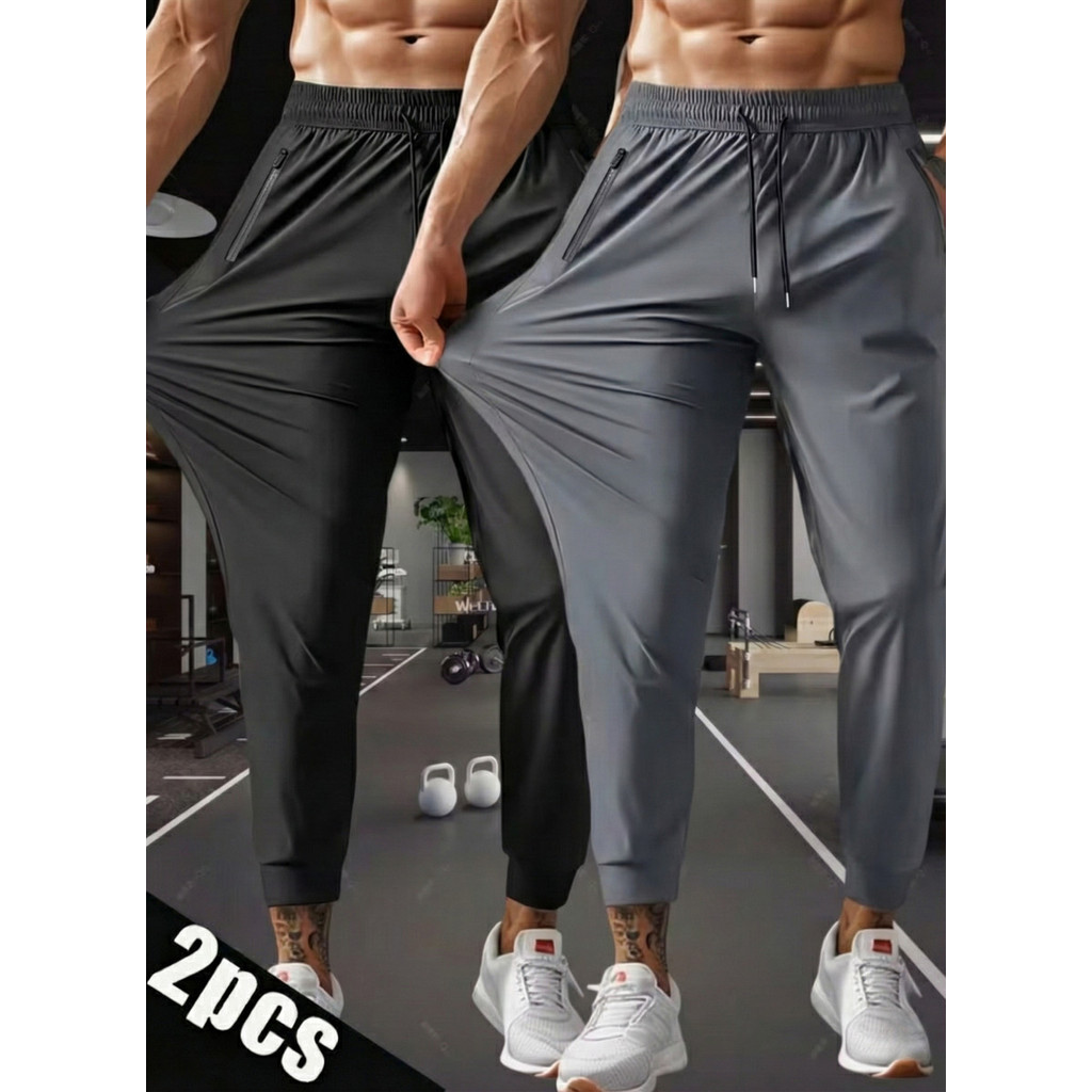 Kit 2 Calça Masculina Elastano Esportiva Fitness Slim Fit