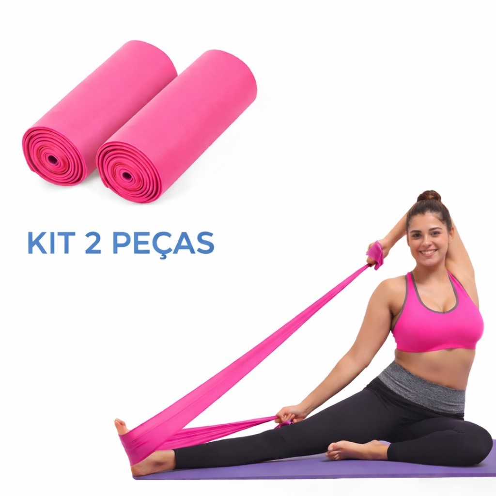 Imagem Faixa Elástica de Resistência Kit 2 Peças para Exercícios Glúteo Perna e Braço