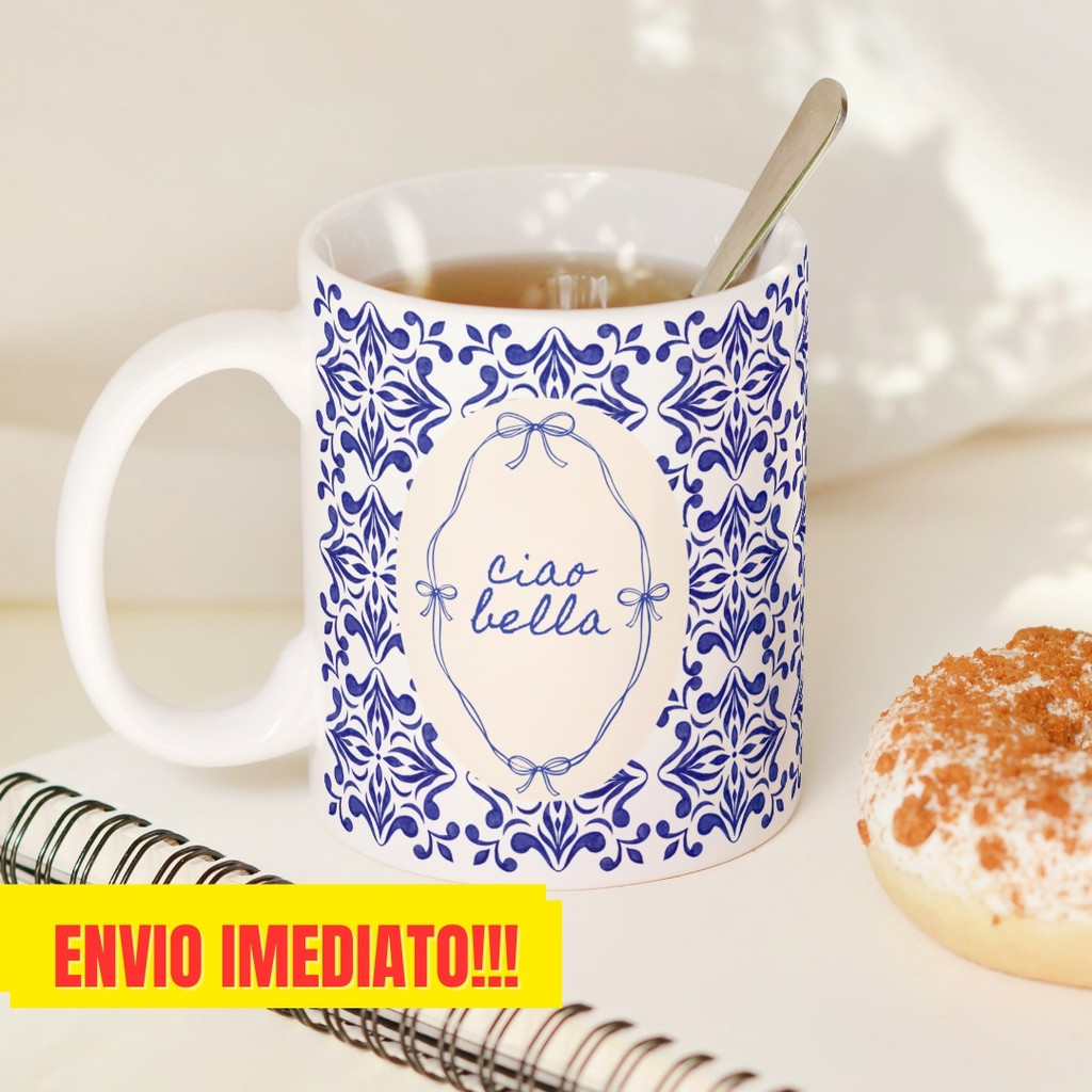 Caneca Xicara Porcelana 325ml Pinterest Limão Chá Enxoval Personalizada Presente Decoração Casa