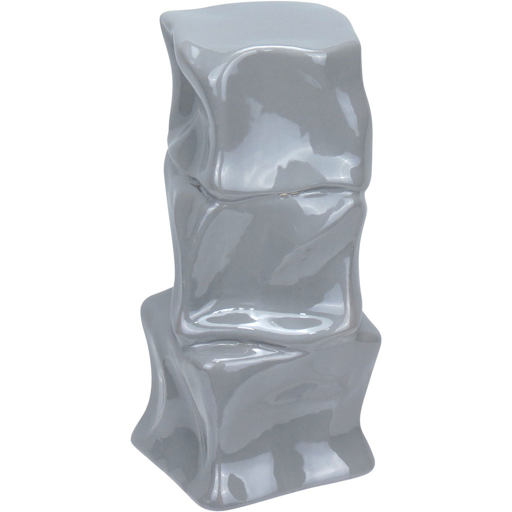 VASO DECORATIVO ENFIETE CASA APARADOR AMASSADO HOME&CO CERÂMICA 23x11x11cm CINZA