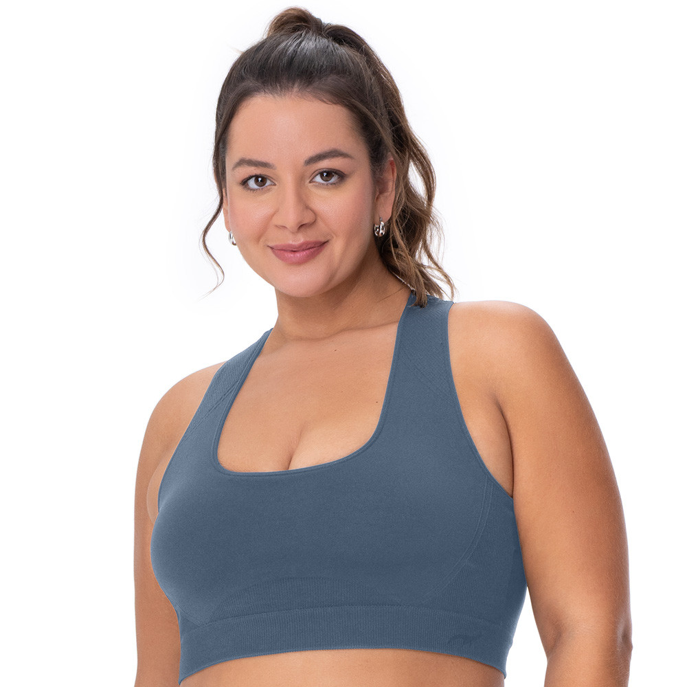Imagem Top Fitness Plus Nadador Jacquard Azul Índigo Escuro
