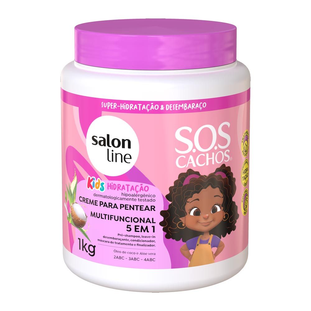 Creme para Pentear Salon Line S.O.S Cachos Kids Hidratação Multifuncional 5 em 1Kg em Oferta na Shopee