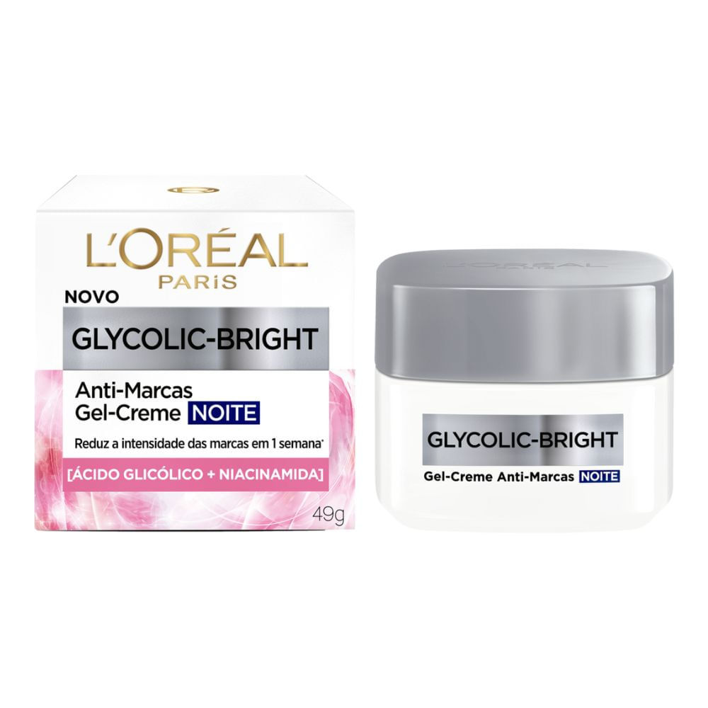 Gel Creme Anti Marcas Noite L'oréal Paris Glycolic-Bright 49g em Oferta na Shopee