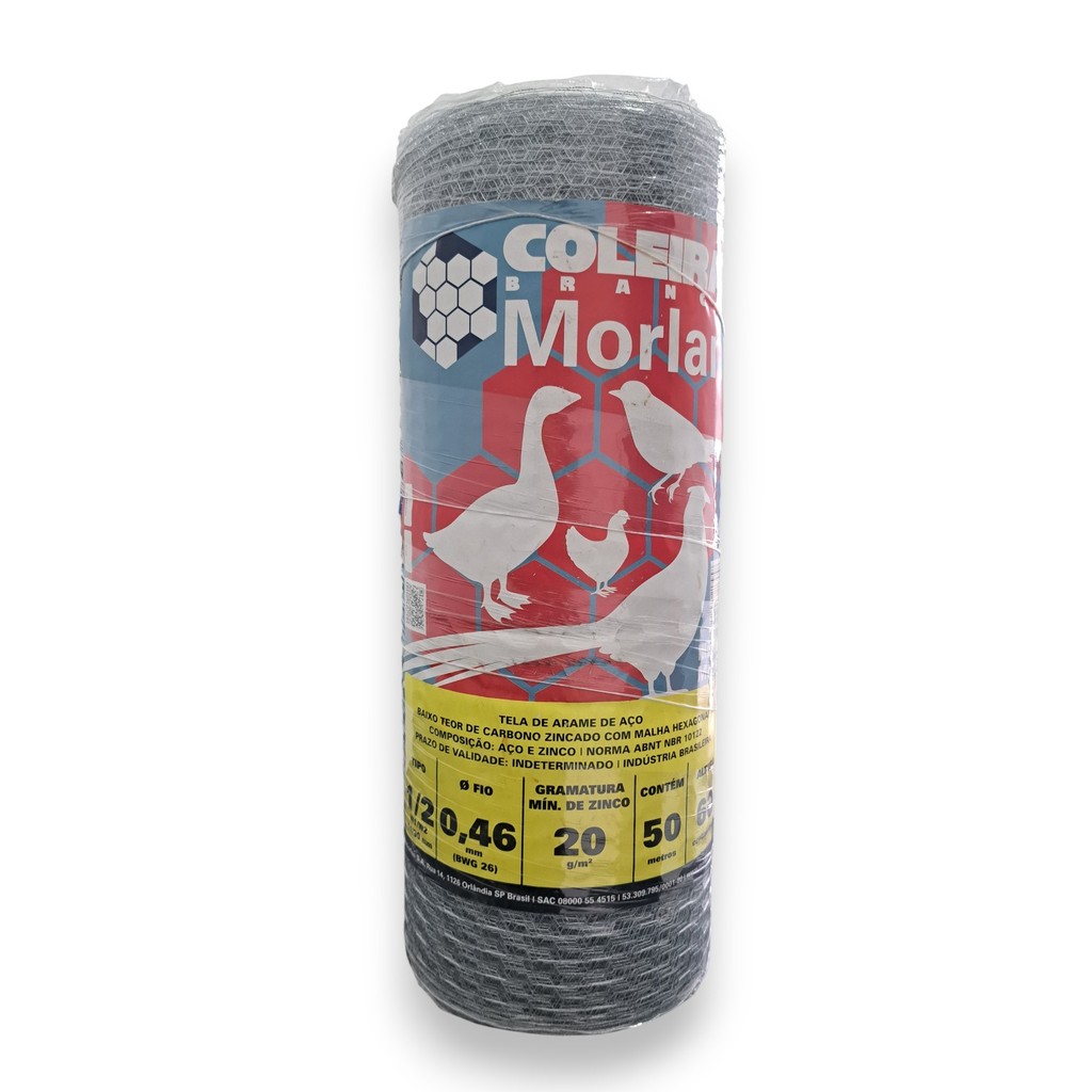Tela Para Viveiro Hexagonal 1/2" 0,6x50m Morlan BWG26 Produto Seguro e Maleável