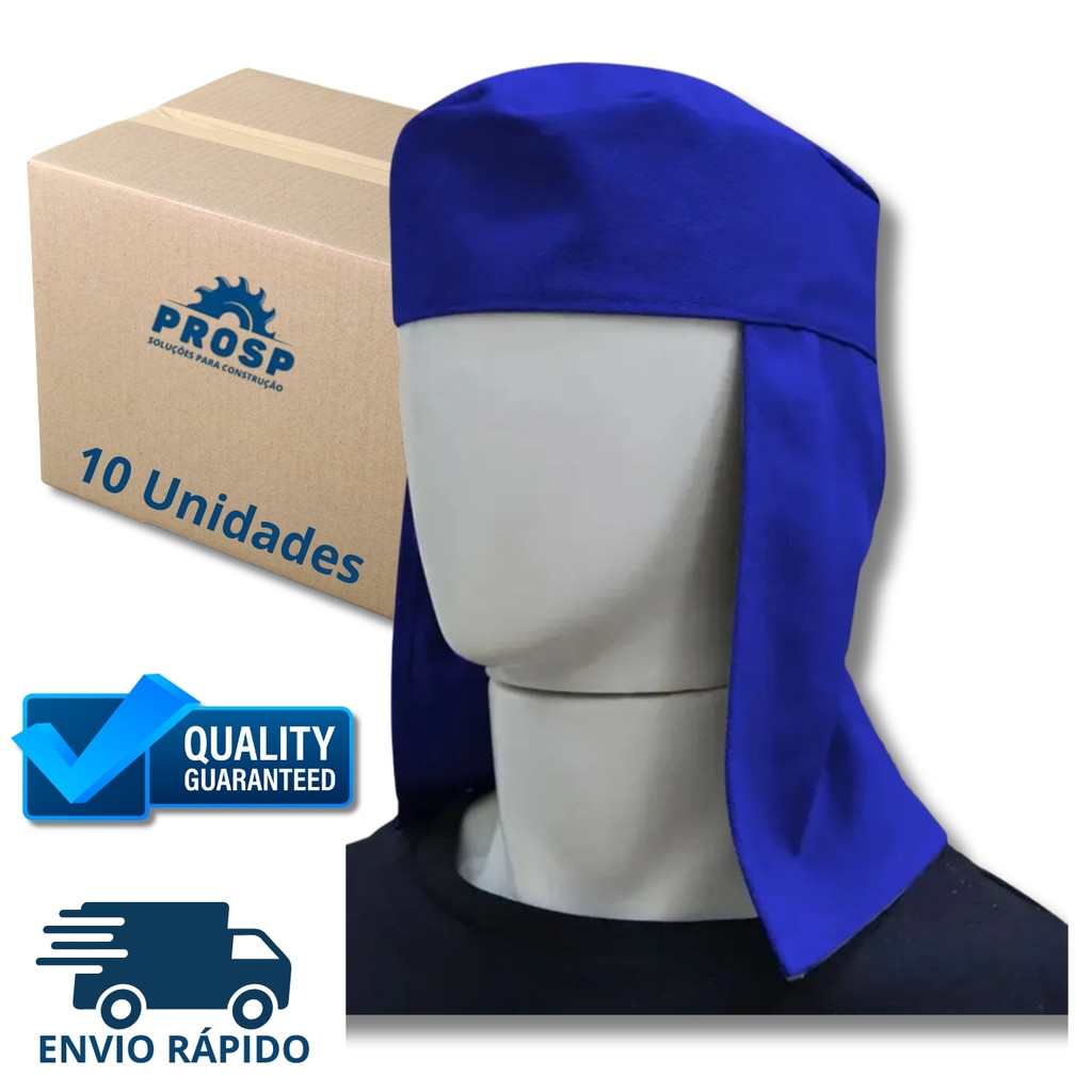 Kit 10 Touca Soldador Azul Royal em Brim Proteção e Conforto na Solda