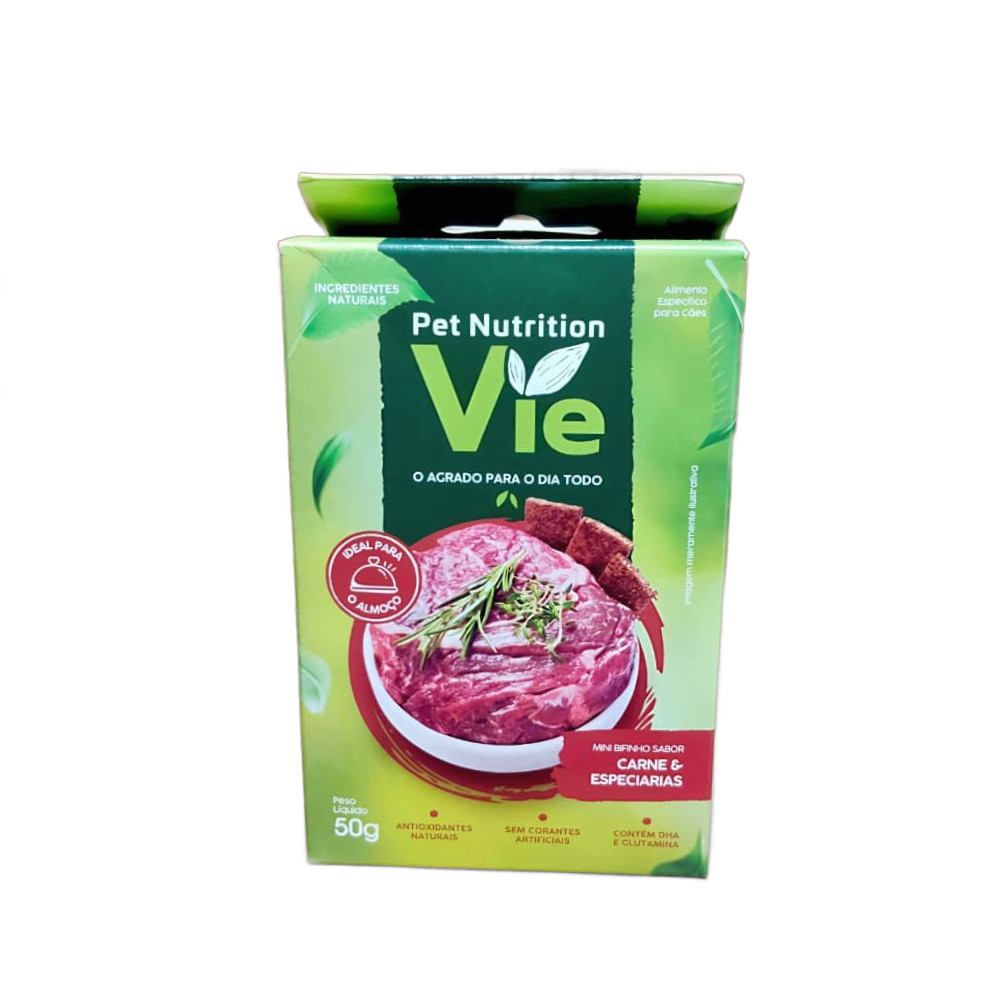 Petisco Natural Para Cães Pet Nutrition Vie Carne & Especiarias 50g - Sem Corantes com DHA