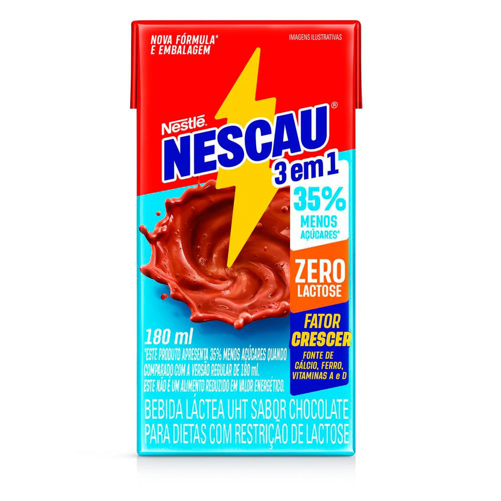 Nescau Bebida Láctea UHT Sabor Chocolate Zero Lactose 180ml