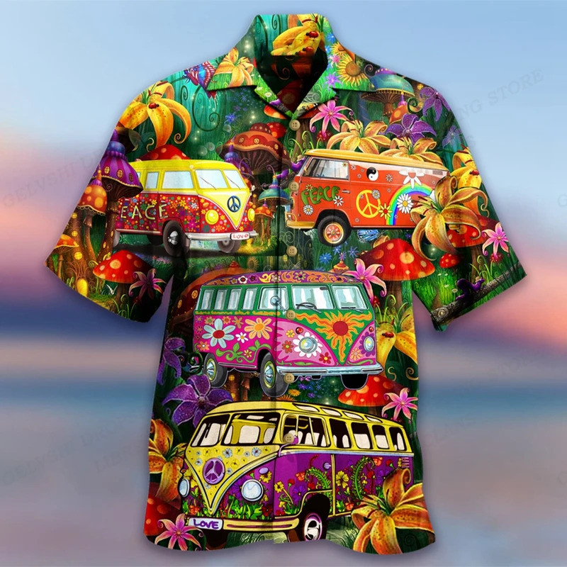 Camisas Masculinas Estampadas em 3D com Tema de Motocicleta, Camisa Havaiana da Moda, Camisa Casual de Praia, Camisa Mas