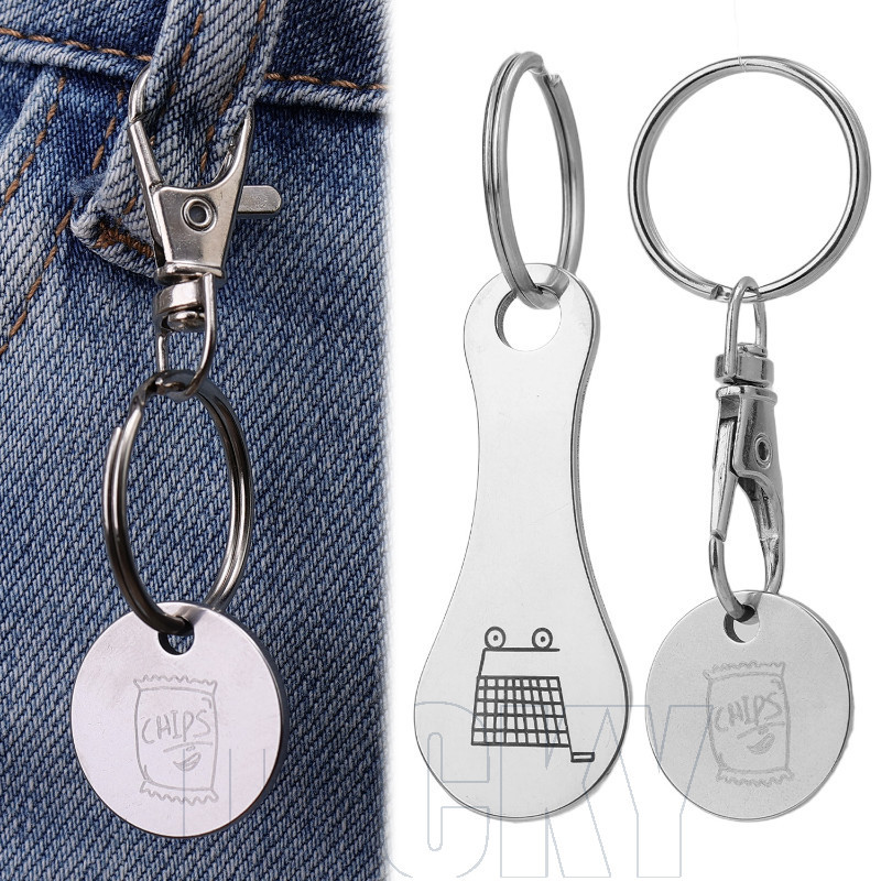 Chaveiro De Token De Carrinho De Compras De 10-3 Unidades-Com Mosquetão-Pingente De Tokens De Supermercado-Chaveiros Uni