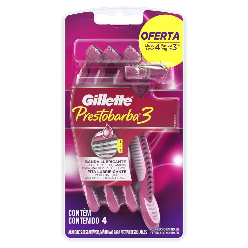 Aparelho Barbear Gillette Prestobarba3 Feminino 4 Unidades em Oferta na Shopee