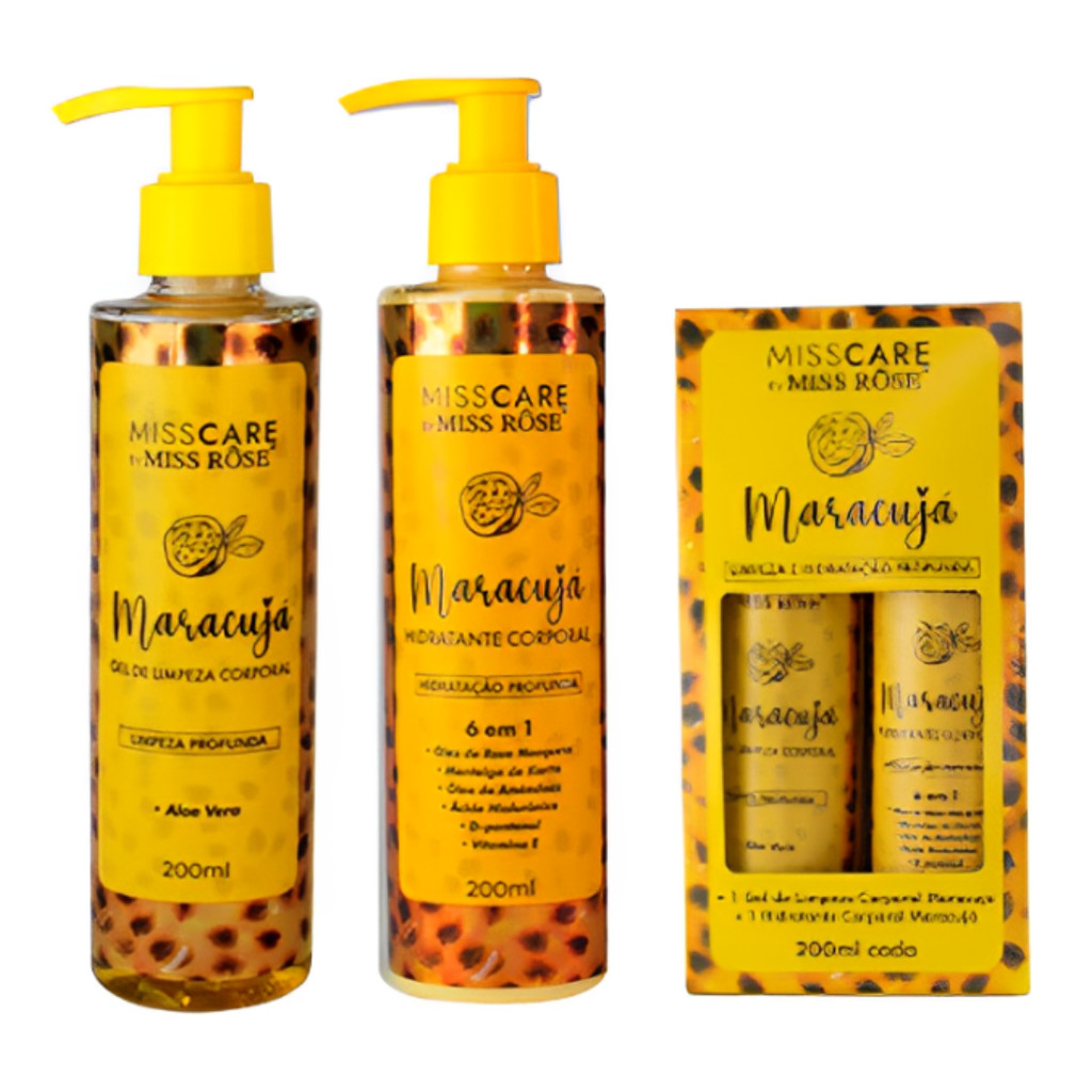 Kit Gel De Limpeza E Hidratante Corporal Maracujá MR126D - Miss Rôse