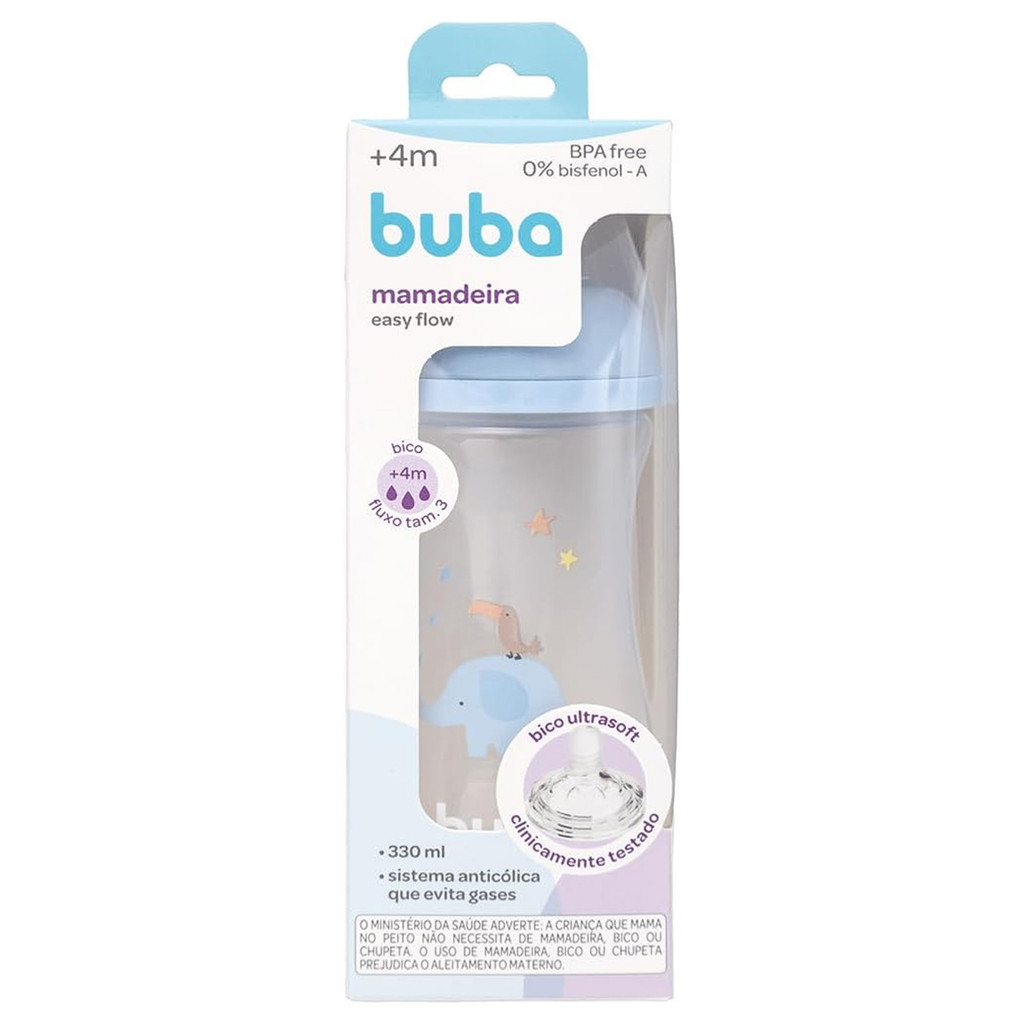 Mamadeira Buba Easy Flow Elefante Azul 330ml