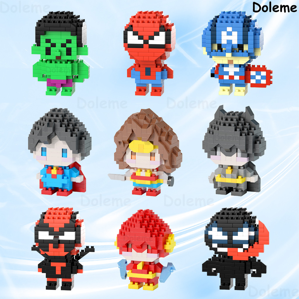 Figuras Colecionáveis Do Bloco De Construção Pequeno Super-Herói Das Terras Mais Poderosas E Da Justiça