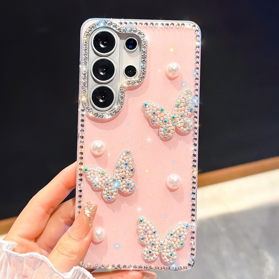Para Samsung S24 S25 FE S26 Plus Ultra A17 A07 A37 A57 A16 A36 A56 A15 A55 5G Luxo Estrela Glitter Borboleta Diamante Ca