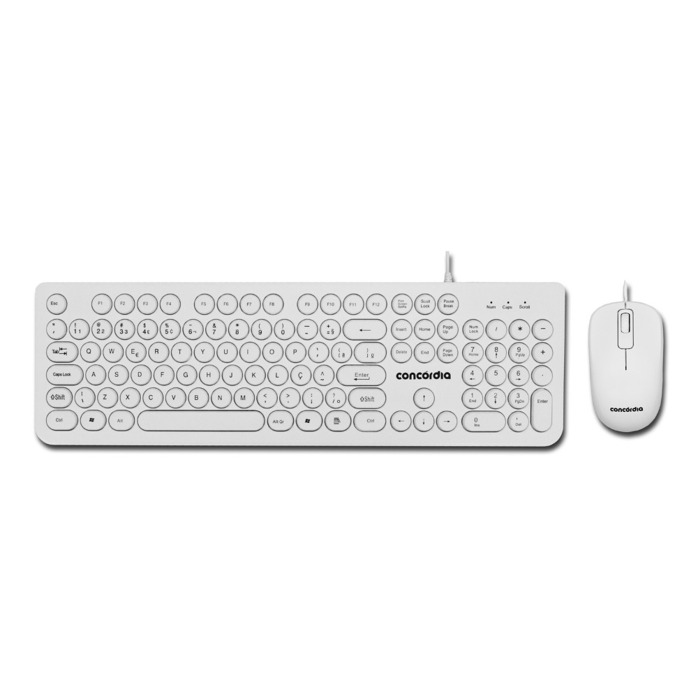 Teclado E Mouse Concórdia - Com Fio Branco
