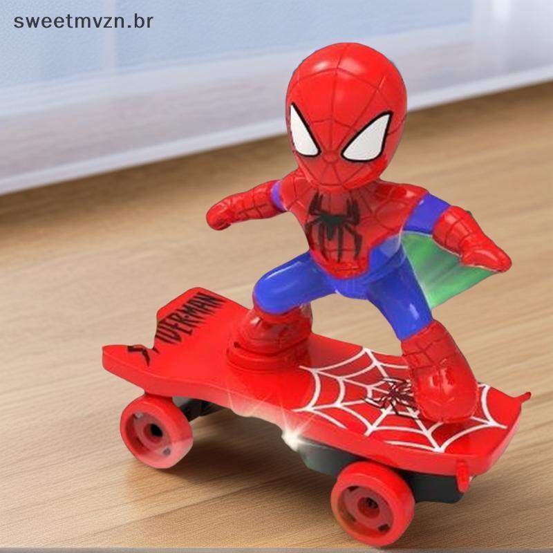 [1Pcs]sweetmvzn Spiderman Stunt Scooter Carro Em Torn Música Oril Super Hero Modelo Skate BR
