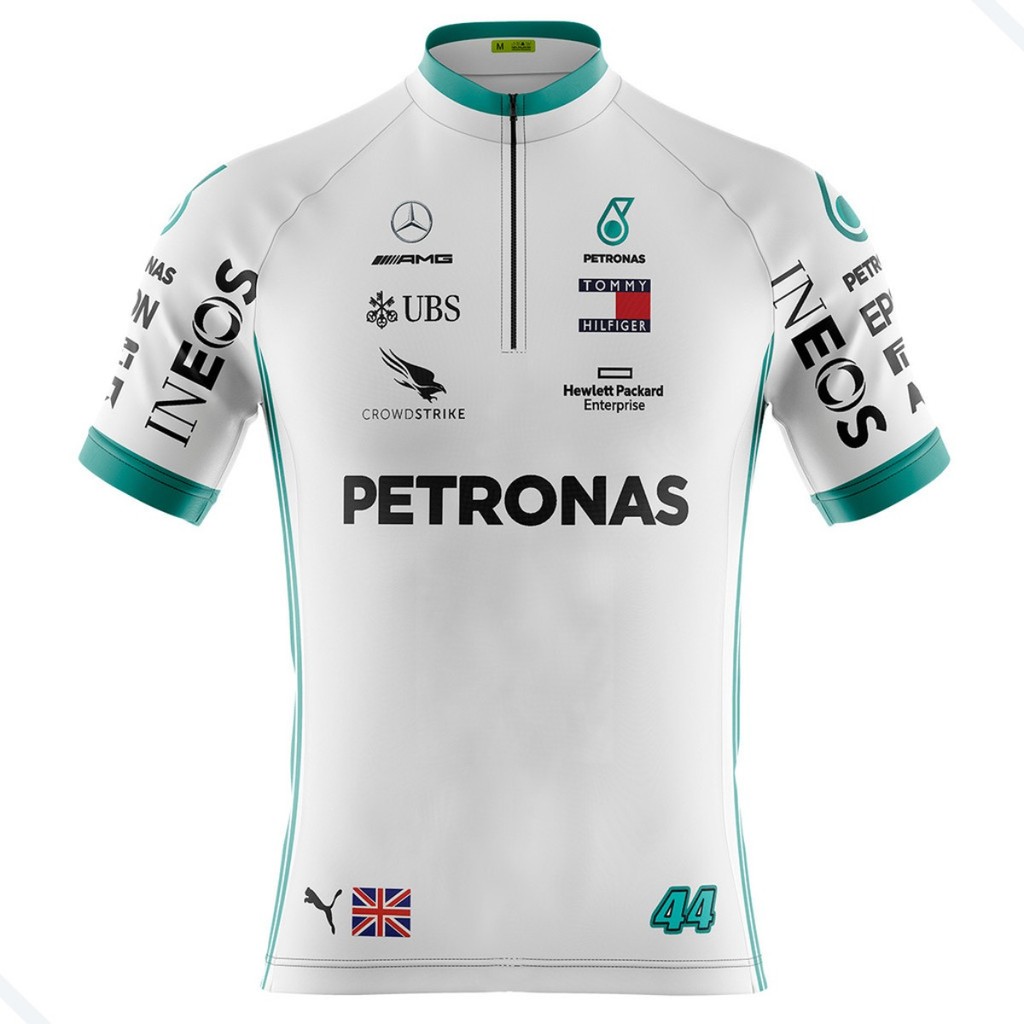 Camisa Ciclismo Masculina Dryfit Proteção UV Bike MTB Speed Petronas Branca Mc