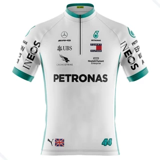 Camisa Ciclismo Masculina Dryfit Proteção UV Bike MTB Speed Petronas Branca Mc