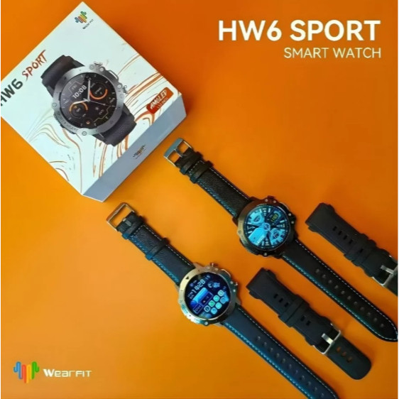 Smartwatch WearFit HW6 Sport - Tela AMOLED Metal Case + Pulseira Extra Couro Chat GPT NFC Faz Chamadas New