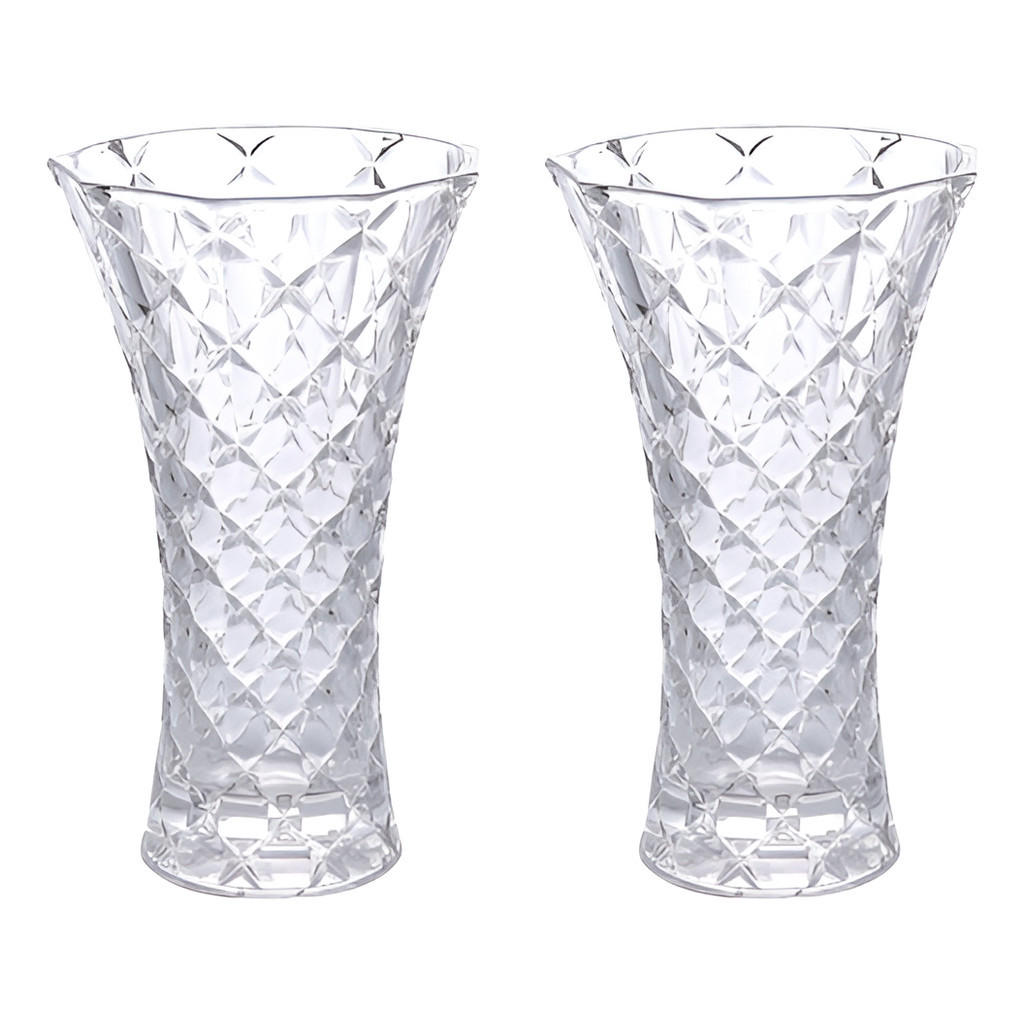 Kit 2 Vasos Decorativos De Vidro Cristal Redondo Diamond