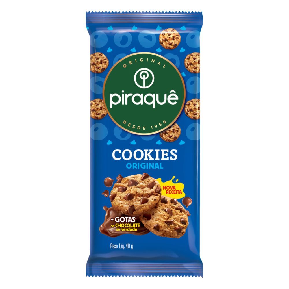 Cookies Piraquê Baunilha com Gotas de Chocolate 40g em Oferta na Shopee