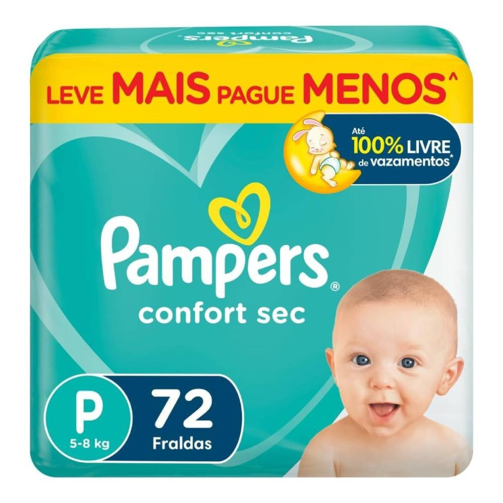 Fralda Pampers Confsec Bag P 72 Unidades em Oferta na Shopee
