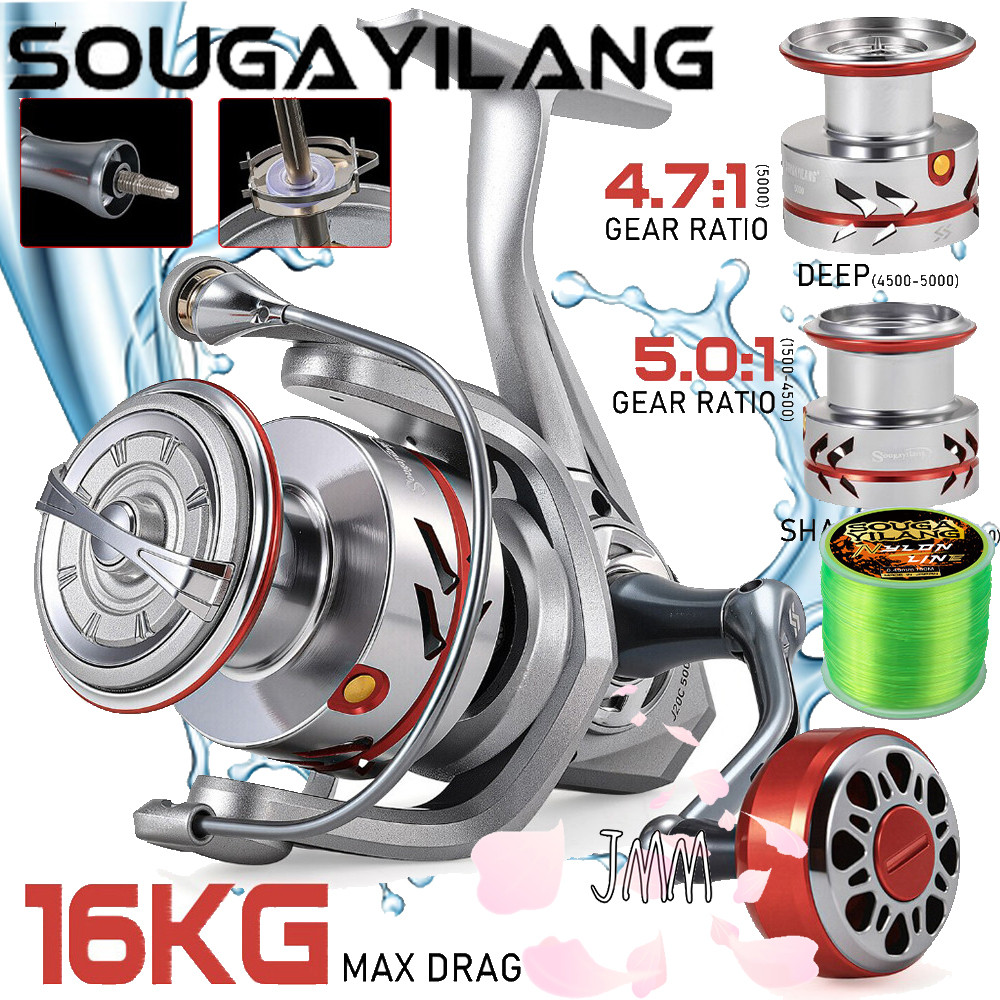 Sougayilang Novo Carretel Giratório 1500-5000 5.0 : 1 De Pesca De Metal De Alta Velocidade Arrasto Máximo 16kg