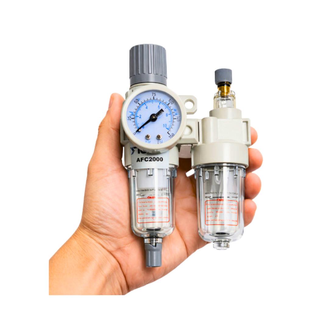 Regulador De 1/4 Bta E Filtro Lubrificador Para Manômetro De Compressor