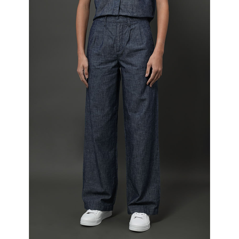 Calça Jeans Feminina Cânhamo Wide Leg Calvin Klein - Marinho em Oferta na Shopee