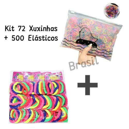 Kit 72 Xuxinhas+500 Elásticos De Cabelo Multicolorido