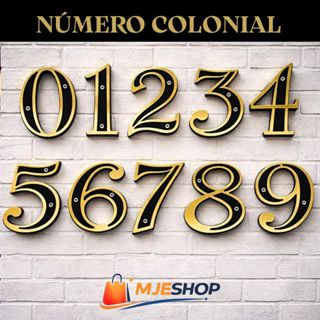 Número Residencial Colonial Dourado p/ Casa 0-9 | Número de Porta Fachada Parede Externo Premium em Oferta na Shopee