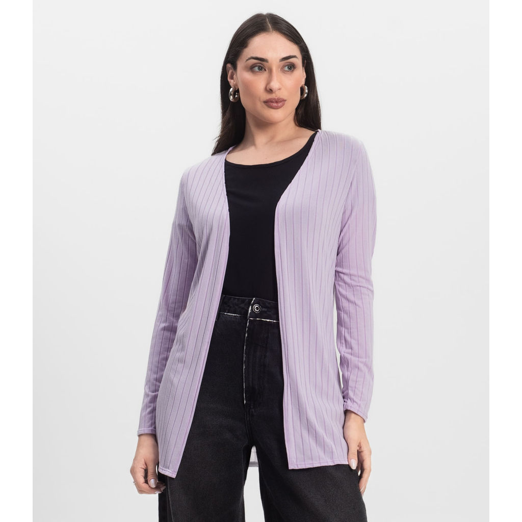 Cardigan Feminino Canelado Infinita Cor Roxo em Oferta na Shopee