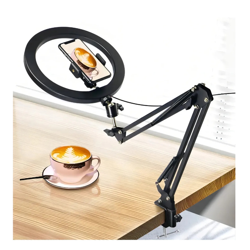 Ring Light 12 Polegadas 30cm Iluminador LED Braço Articulado Suporte Mesa Celular Para Live Foto