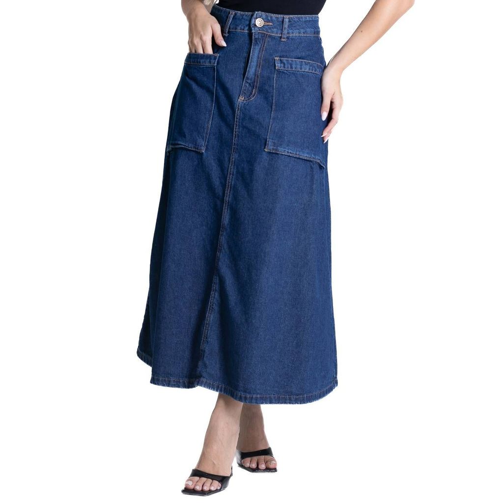 Saia Jeans Sawary Midi - 281616 em Oferta na Shopee