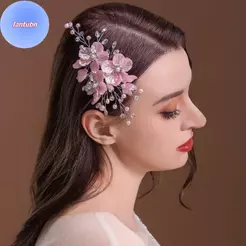 LANTUBN Pérola Strass Flor Casamento Grampo De Cabelo Acessórios Para O Mulheres Artesanal Frisado Hairpin Ornamentos Jó