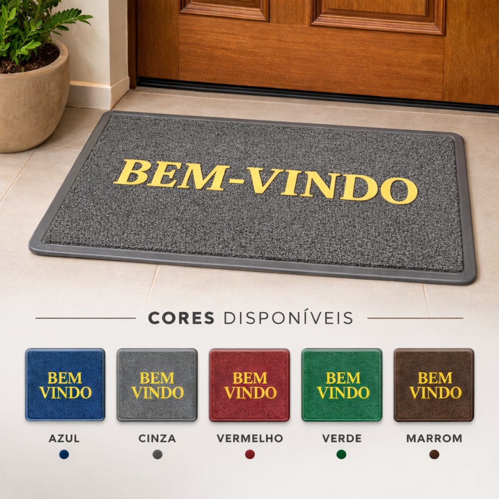 Tapete Bem Vindo Capacho Vinil Antiderrapante Porta Entrada Casa Externo Interno Resistente Limpeza Poeira em Oferta na Shopee