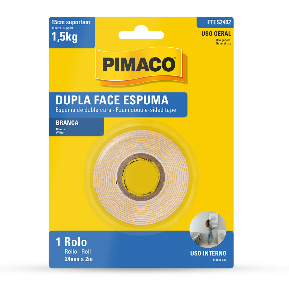 Fita dupla face espuma 24mmX2m Pimaco