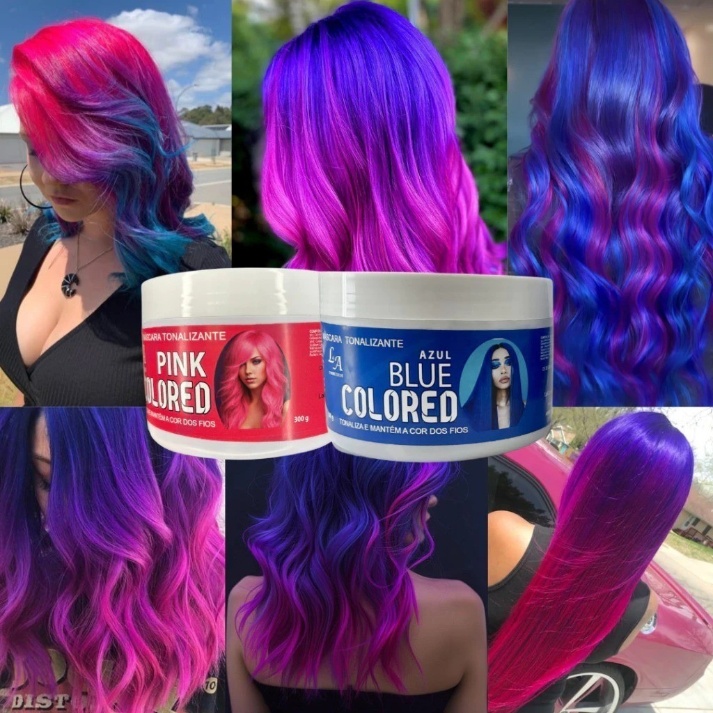 Tonalizante Rosa e Azul Combo - Cabelos e Mechas Coloridas Alta Pigmentação - Sem amônia