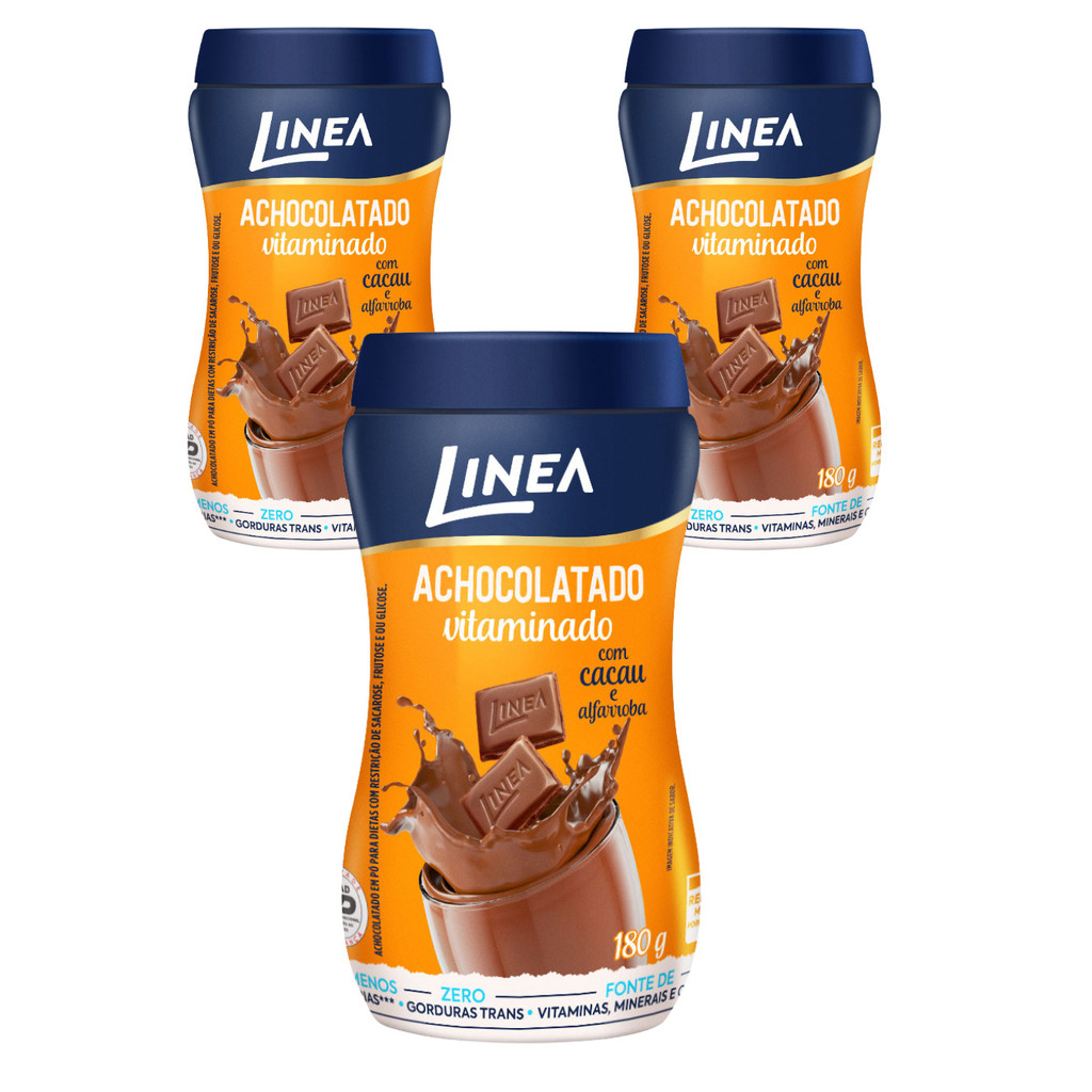 Kit com 3 Achocolatado em Pó 180g- Linea
