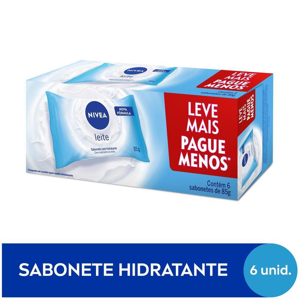 Kit NIVEA Sabonete em Barra Hidratante Leite 6 unidades 85g