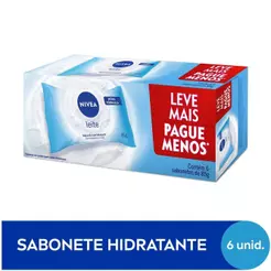 Kit NIVEA Sabonete em Barra Hidratante Leite 6 unidades 85g