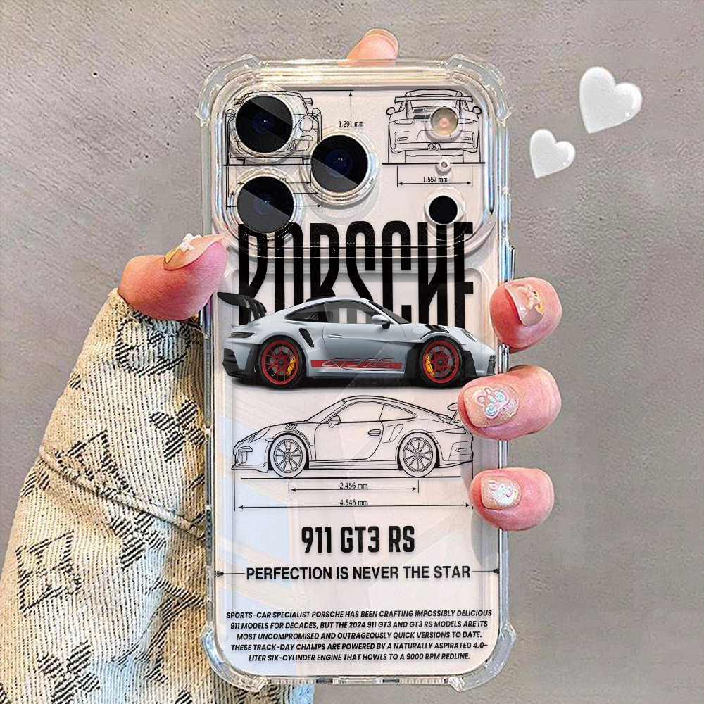 Capa Capinha Para iPhone17 16 15promax plus 12 13 14 11 7+ 8+ XsMax com estampa de carro Porsche 911 GT3 RS Y00528