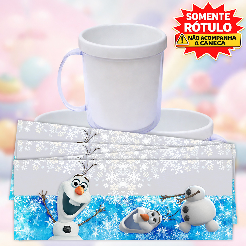 Rotulo Fotografico Caneca Olaf Frozen Acrilica Rosqueavel Personalizada Festa Lembrancinha Etiqueta Tag