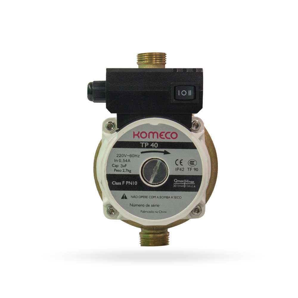 Minibomba de Circulação Pressurizador TP40 Bronze Komeco Aumenta Pressão da Água