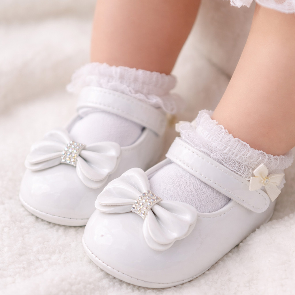 Sapatilha Infantil Bebê Menina Laço  Strass Casual Confortável Elegante Leve Festa Passeio Dia a Dia
