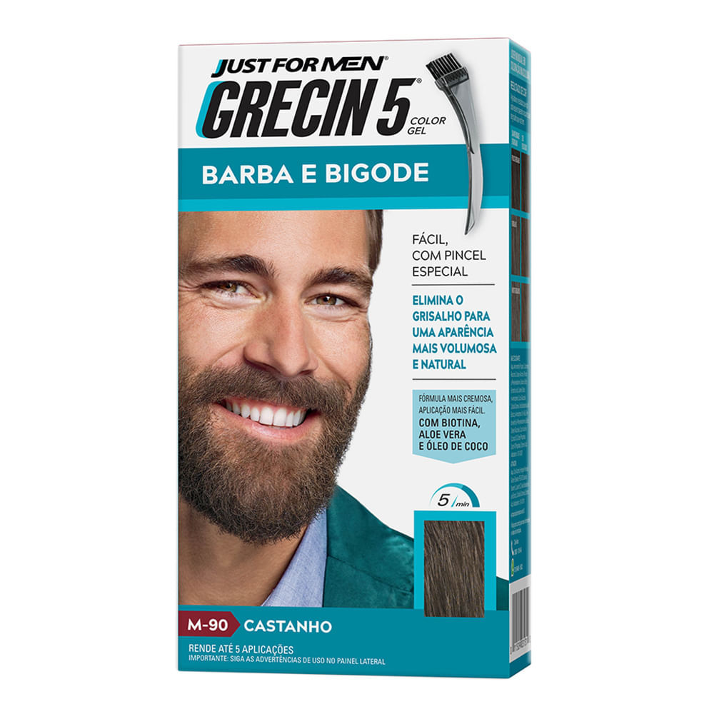Grecin 5 Barba e Bigode Gel Tonalizante Castanho em Oferta na Shopee