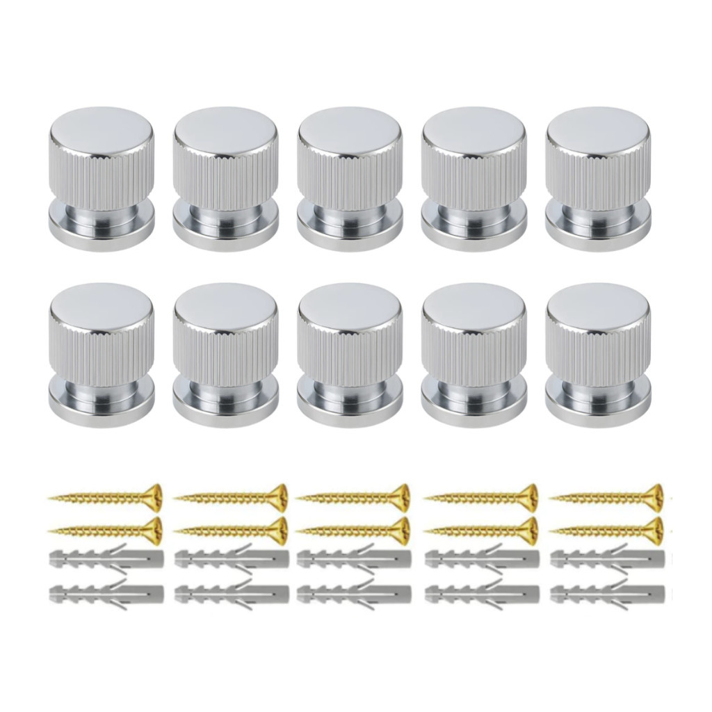 Kit com 10 Botões Francês Suporte Para Espelho de Plástico Abs Cromado metalizado + buchas e parafusos