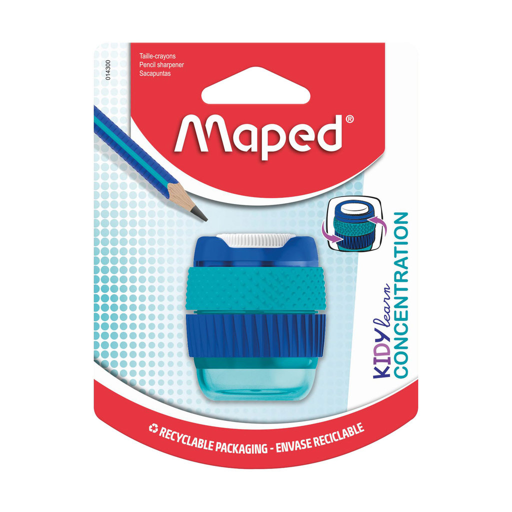 Apontador com coletor Kidy Learn Concentration 1 furo 014300 Maped
